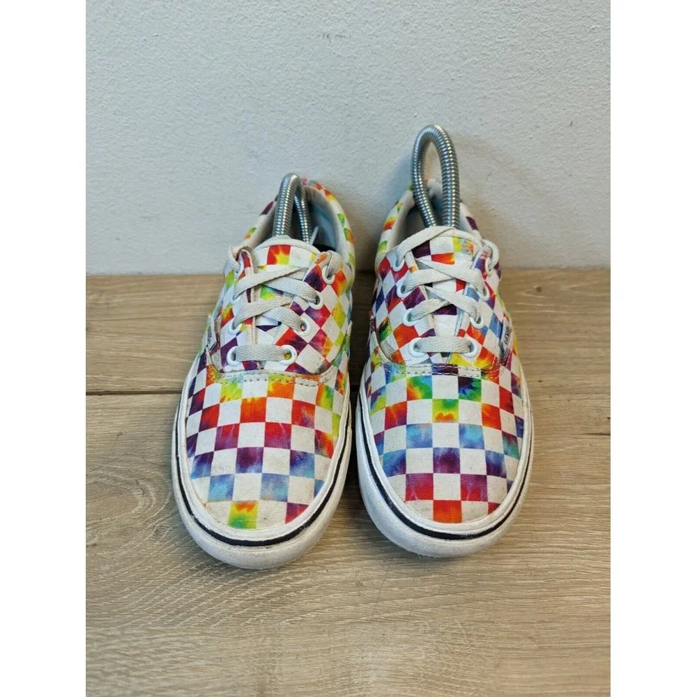Vans Women’s Shoes Size 5.5 Rainbow Checkered Old Skool Lace Up Off The Wall - Picture 2 of 9